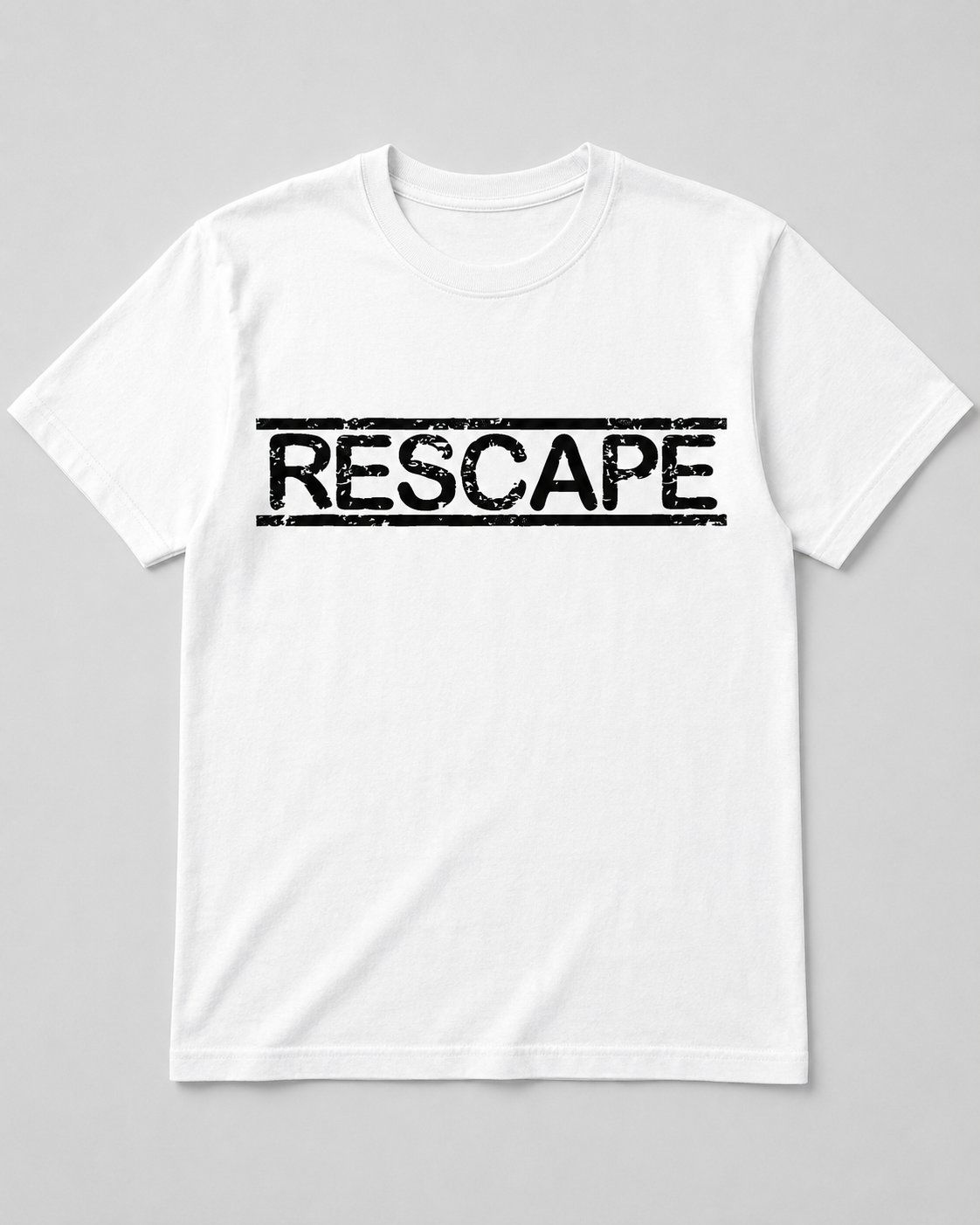 White RESCAPE T-shirt with black logo
