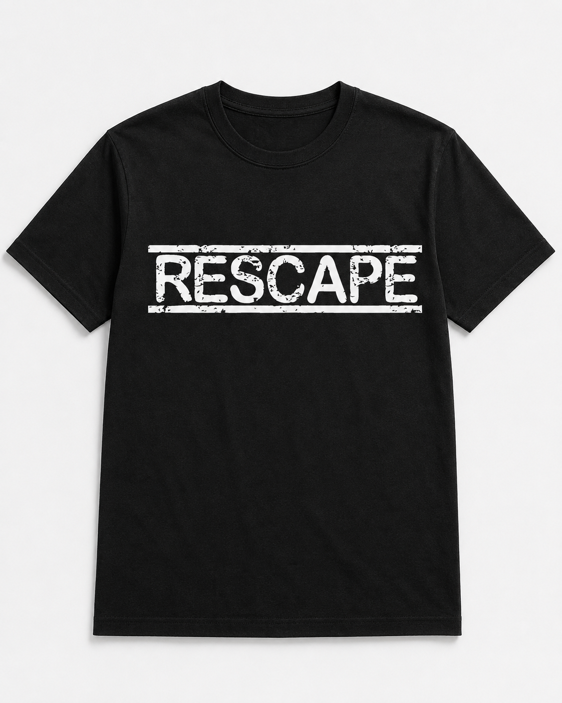 Black RESCAPE T-shirt with white logo